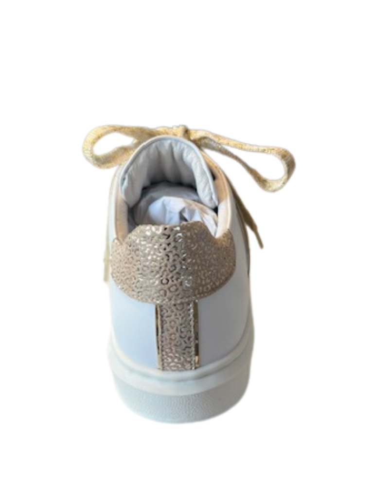 Rtb/Hoops sneaker wit met goud en strass strepen opzij