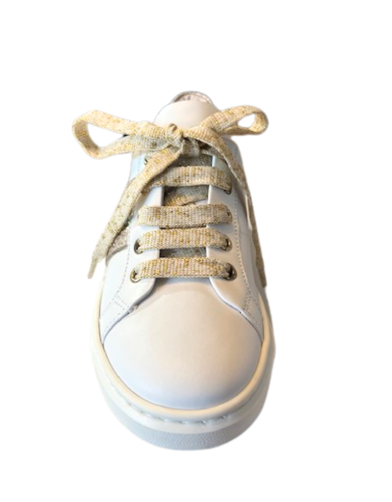 Rtb/Hoops sneaker wit met goud en strass strepen opzij