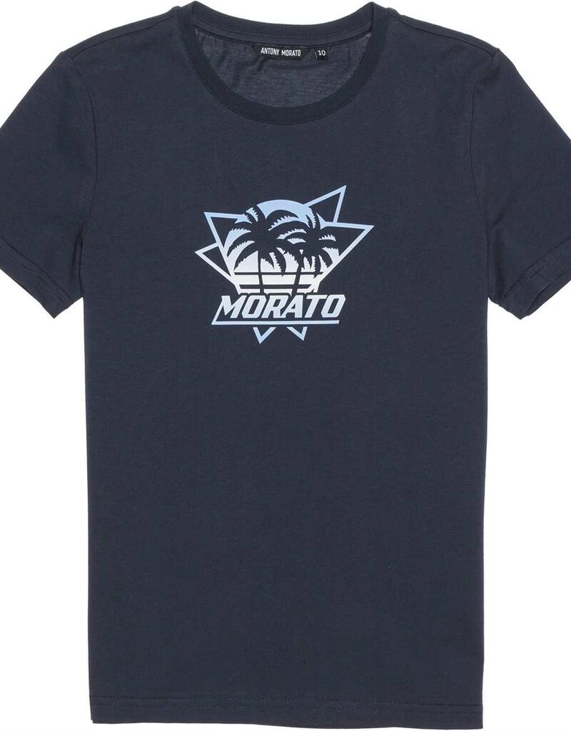 Antony Morato T-shirt donkerblauw palmboom logo  lichtbl