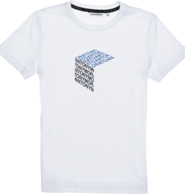 Antony Morato T-shirt wit logo kubus blauwtinten
