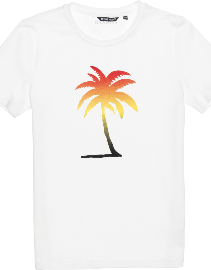 Antony Morato T-shirt wit palmboom oranje zwart