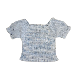 AO76 croptop t-shirt fijne streep blauw wit Guila