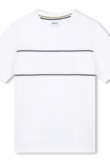 Boss T-shirt wil logo streep blauw