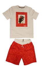 Boss zwemshort rood dessin