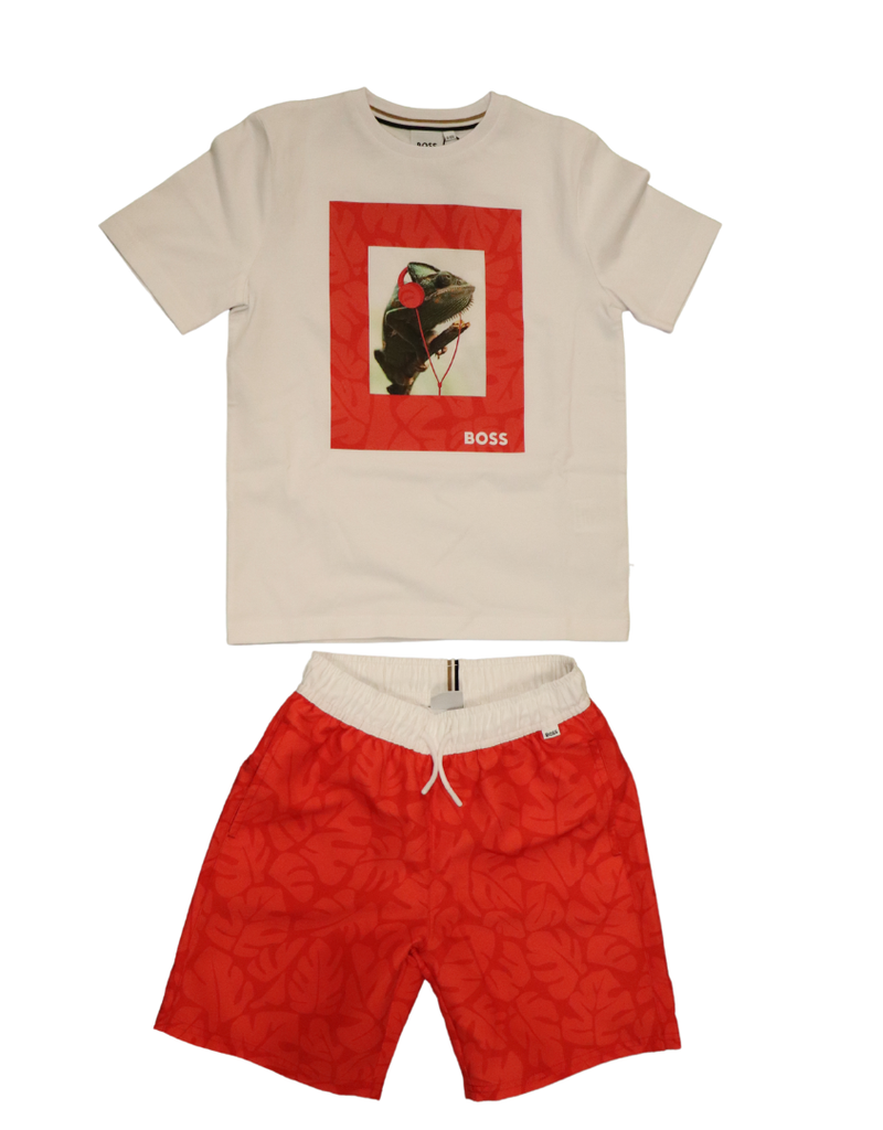 Boss zwemshort rood dessin