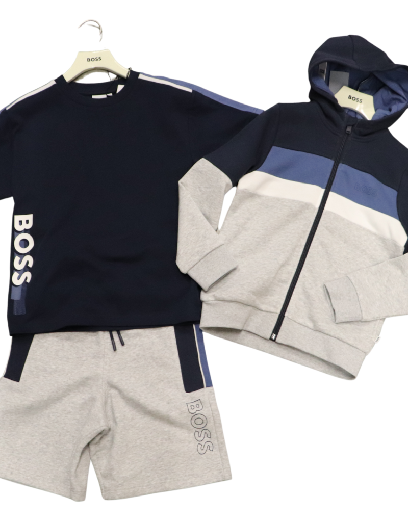 Boss short sweat spikkelgrijs