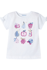 Mayoral t-shirt wit print fruit paars blauw