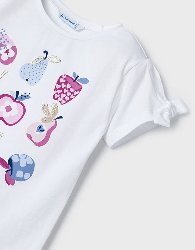 Mayoral t-shirt wit print fruit paars blauw