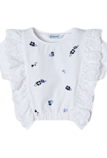 Mayoral T-shirt ruffles wit blauw