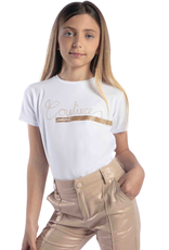 Fun Fun T-shirt wit opdruk goud coutures