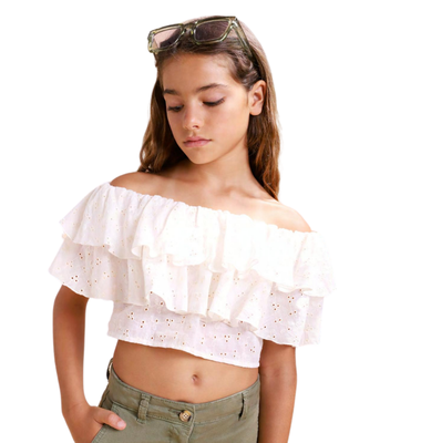 Please croptop bloes katoen wit