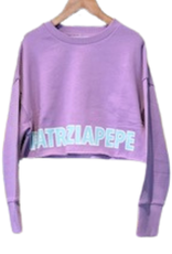 Patrizia Pepe sweater logo lavendel paars korter model