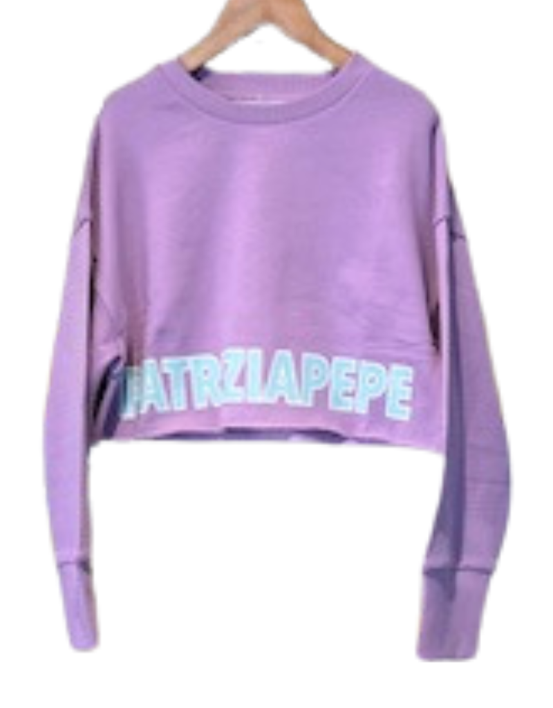 Patrizia Pepe sweater logo lavendel paars korter model