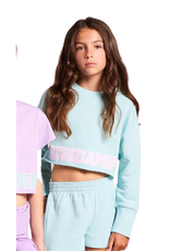 Patrizia Pepe sweater logo  pastel turquoise korter model