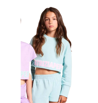 Patrizia Pepe sweater logo  pastel turquoise korter model