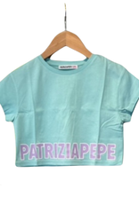 Patrizia Pepe T-shirt logo korter model pastel turquoise