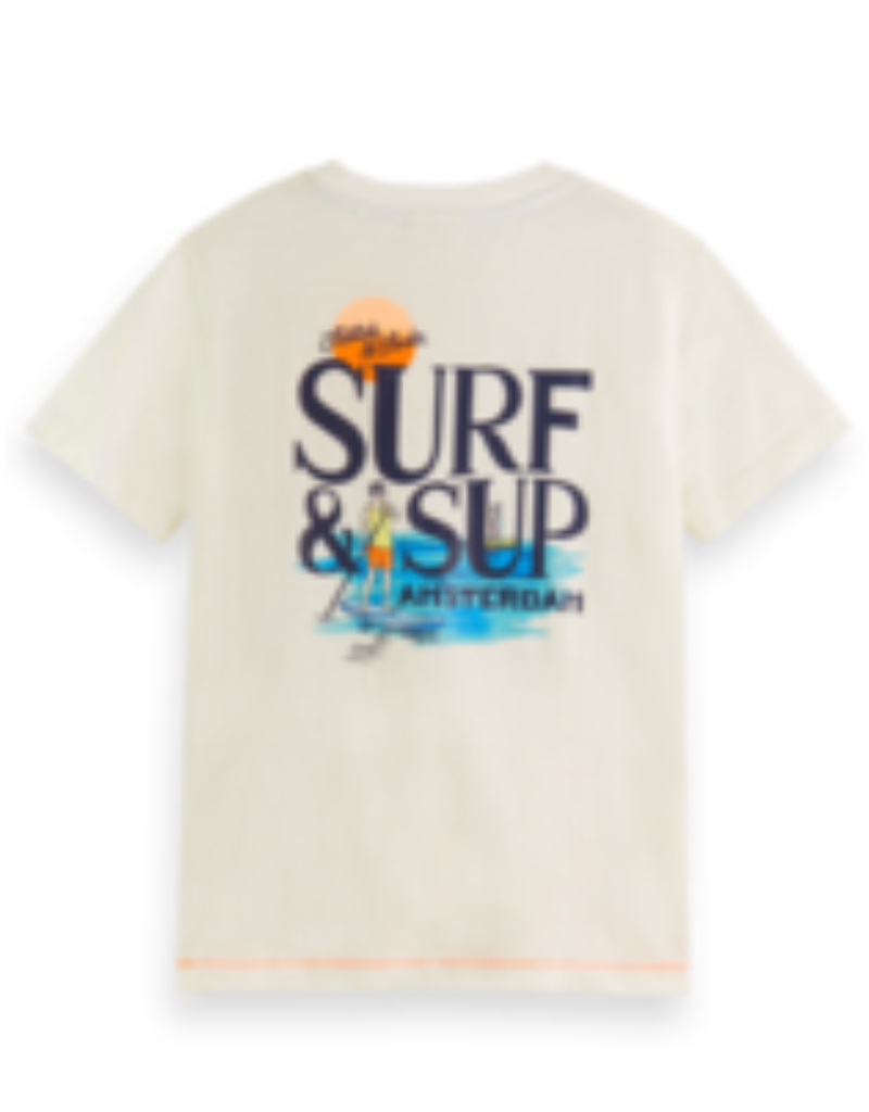 Scotch&Soda t-shirt ecru print achter surf en sub