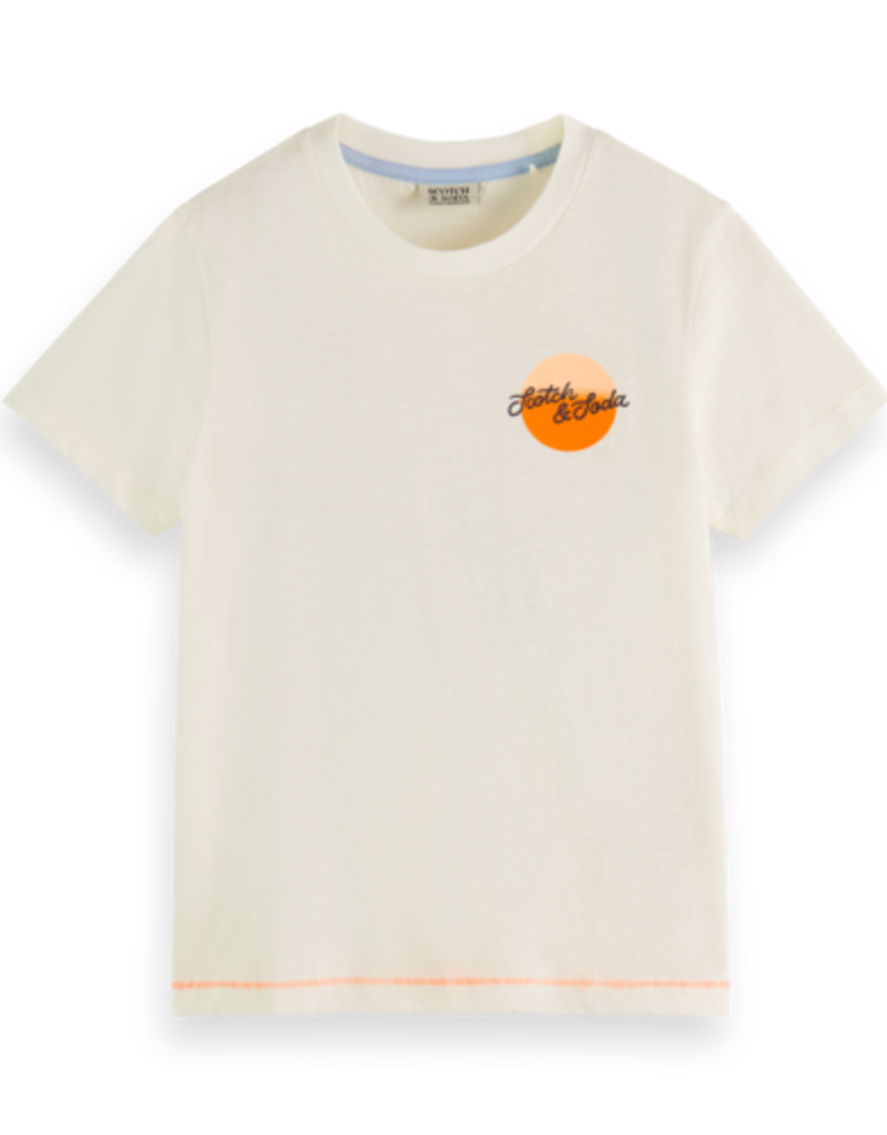 Scotch&Soda t-shirt ecru print achter surf en sub