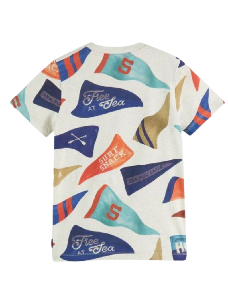 Scotch&Soda T-shrit flag print grijs