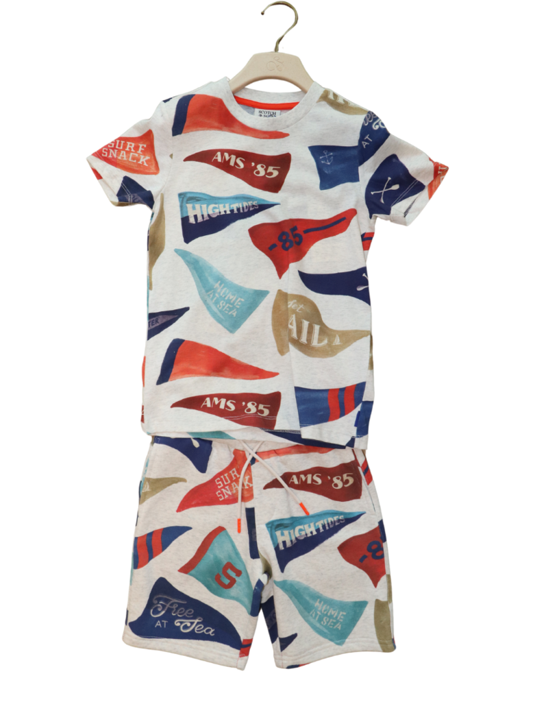 Scotch&Soda T-shrit flag print grijs