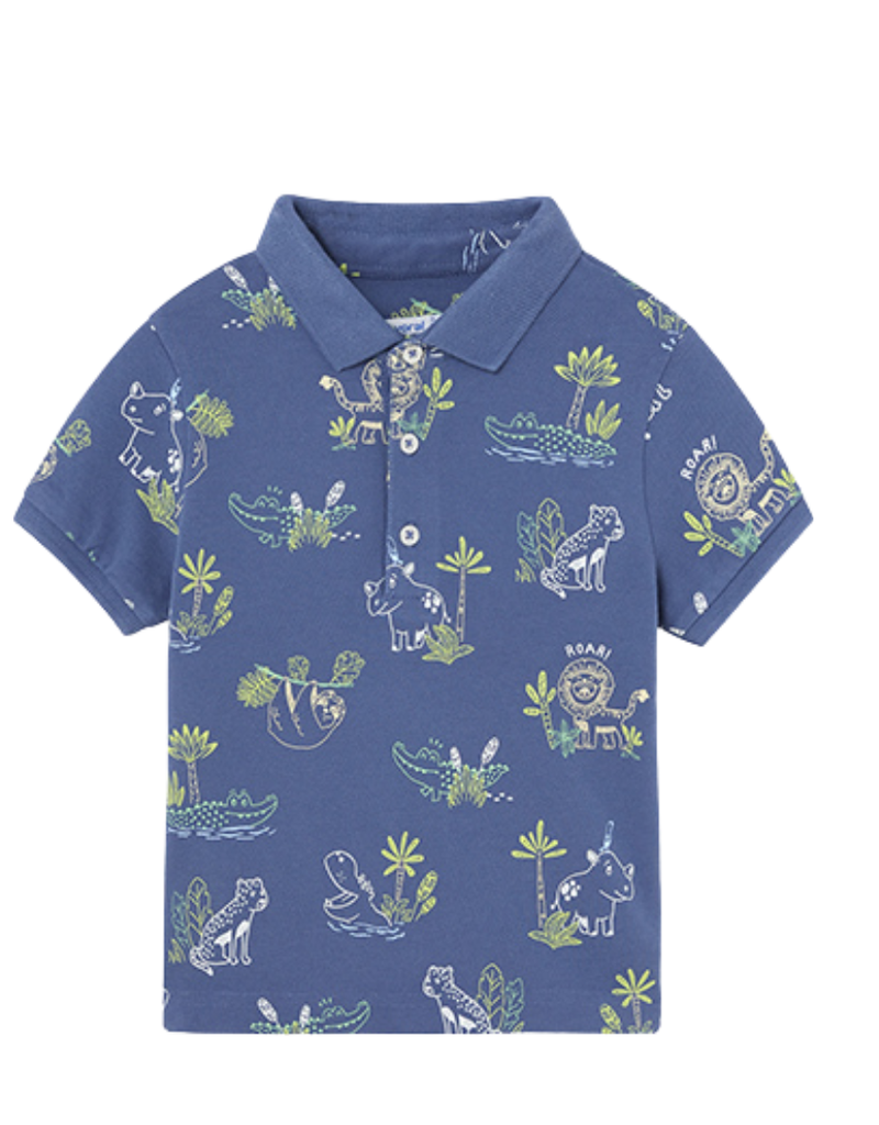 Mayoral polo blauw print zee