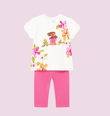 Mayoral set legging met tshirt print bloemen