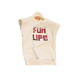 Kocca T-shirt wit fun life fuchsia Bumok