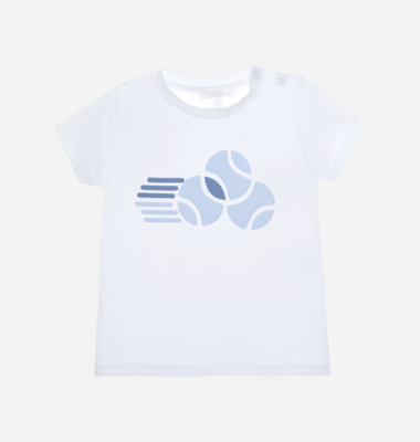 Patachou t-shirt wit lichtblauw tennisballen