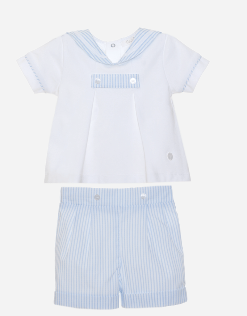 Patachou set short tshirt blauw wit streep