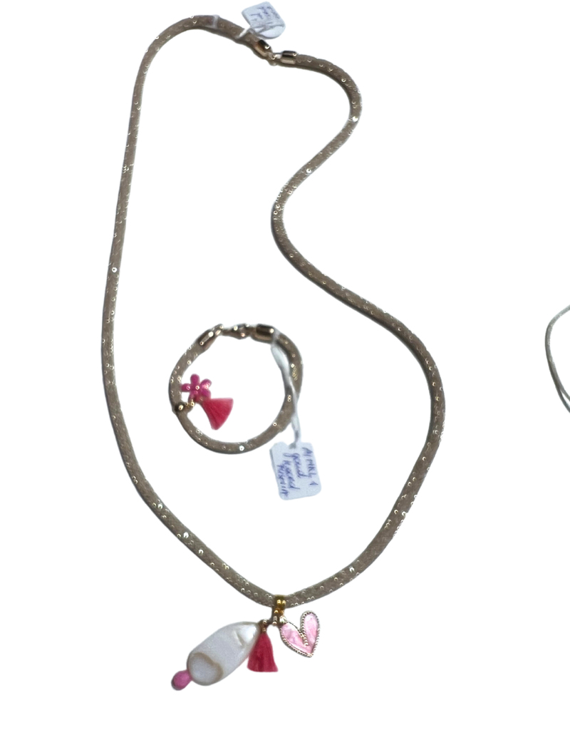 Just One ketting lang fuchsia hartje