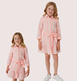 Blue Bay Party dessin jurk  pink ecru anna