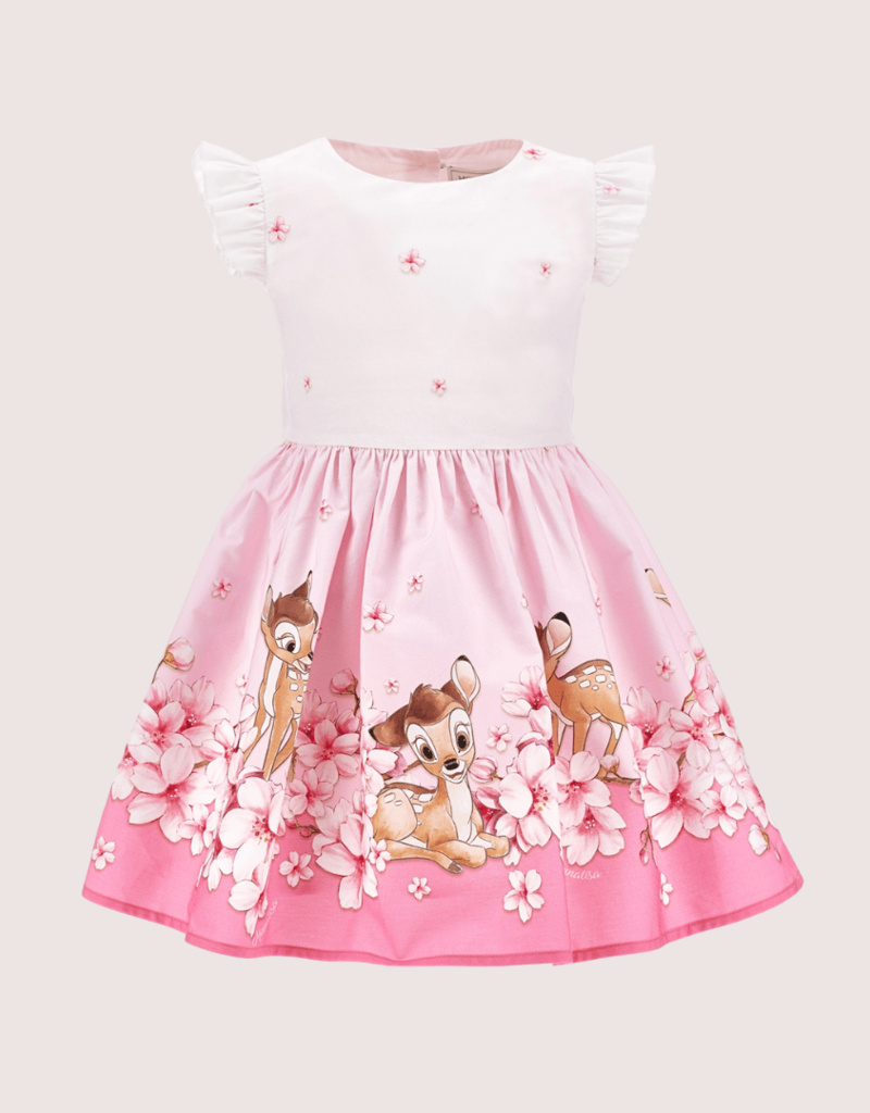 Monnalisa roze gevoerde jurk bambi