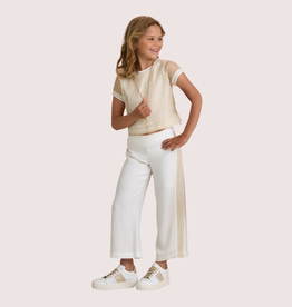 Diamante Blu lange ecru broek met gouddetail