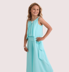 Diamante Blu aqua jumpsuit met ceintuur