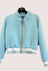 Diamante Blu aqua kleur bomber met manchetten