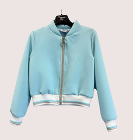 Diamante Blu aqua kleur bomber met manchetten