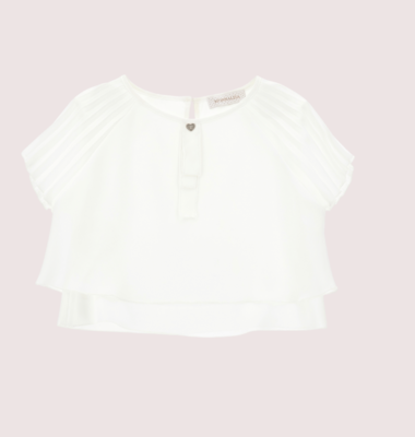 Monnalisa ecru top met plisse