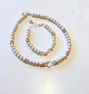 Just One ketting roze hartjes