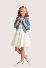 RTB ecru voile jurk goudband in taille