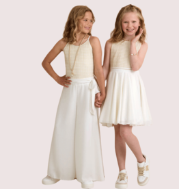 Diamante Blu jumpsuit spaghetti bandjes ecru en goud
