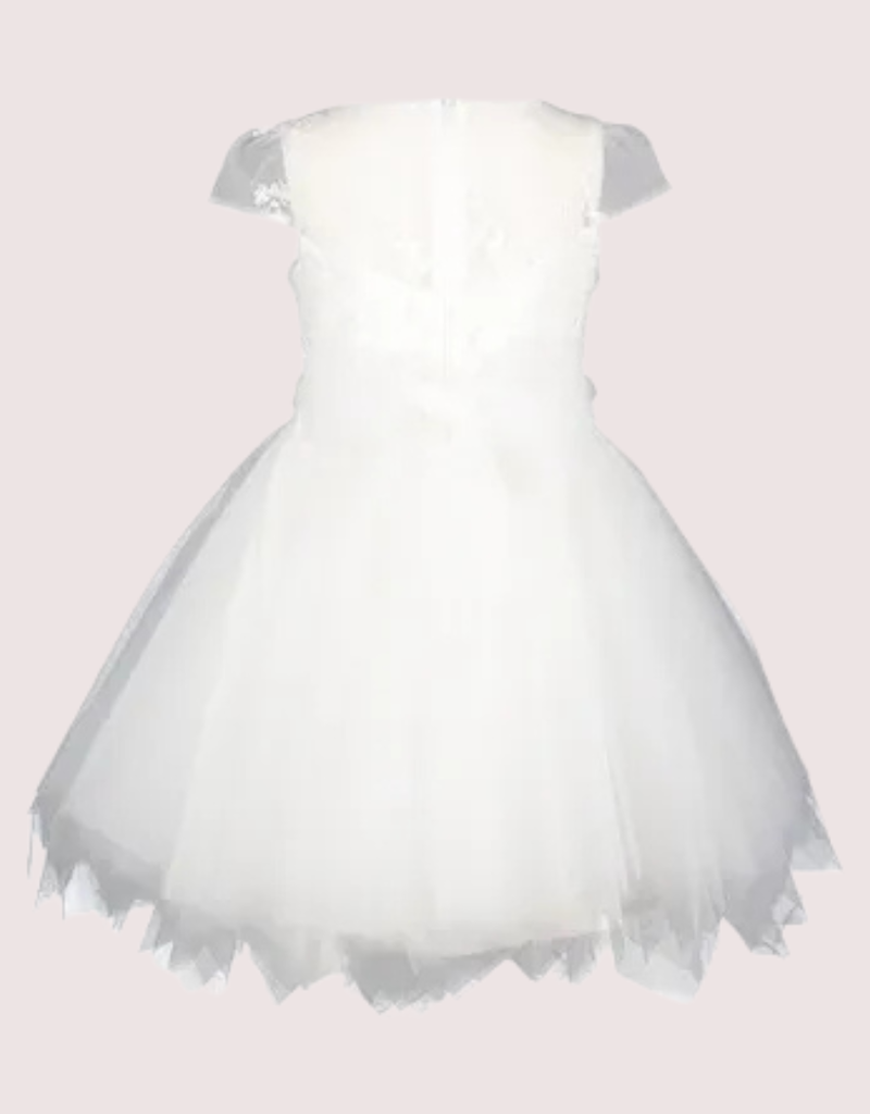 Miss Leod jurk met jacquard top en wijde tule rok met parelceintuur