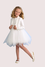 Miss Leod jurk met jacquard top en wijde tule rok met parelceintuur