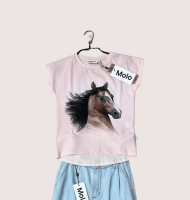Molo roze T-shirt met paardehoofd ragnhilde