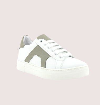 Red Limit/Hoops sneaker wit met kakikleur