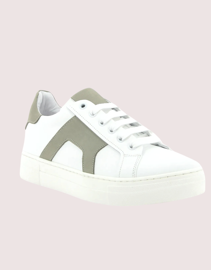 Red Limit/Hoops sneaker wit met kakikleur