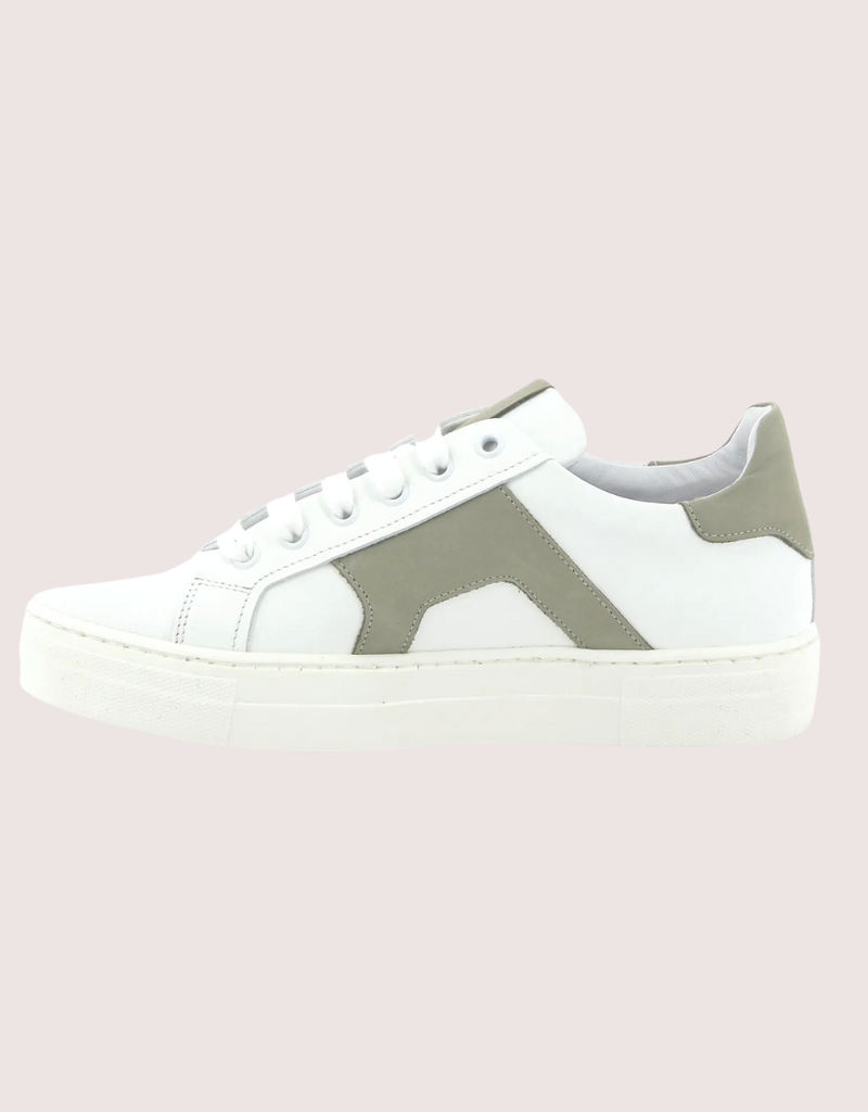 Red Limit/Hoops sneaker wit met kakikleur