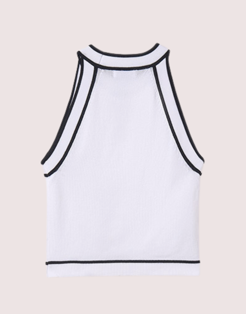 Mayoral witte brei top met blauwe bies