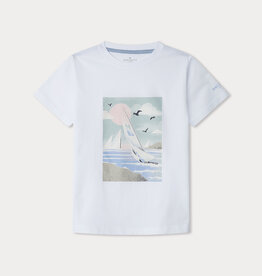 Hackett wit t-shirt print blauw groen boot