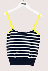 Indee gebreide blauw witte streep top slovernia met gele bandjes