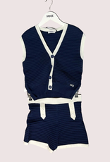 Indee donkerblauw gebreid short sofia met witte bies
